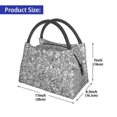 Glitters And Glitz Silver Insulated Lunch Bag for Women