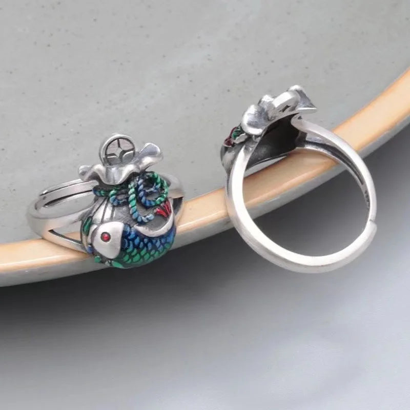 Vintage Koi Fish Ring with Glue Drop Craft Oil Drop Design