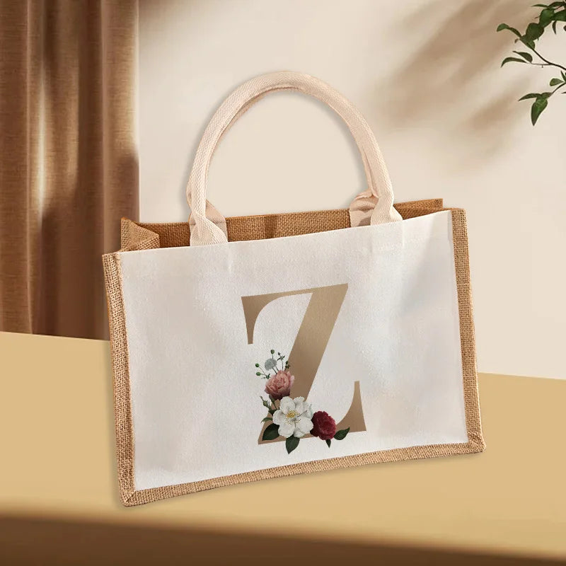 Jute Tote Shopping Bag with Sturdy Handle for Women