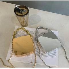 Silver PVC Box Party Evening Clutch Bag Chain Shoulder Crossbody Bags