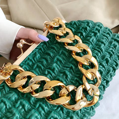 Plaid Chain Shoulder Bag Soft Hasp Evening Banquet Handbag