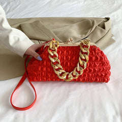 Plaid Chain Shoulder Bag Soft Hasp Evening Banquet Handbag
