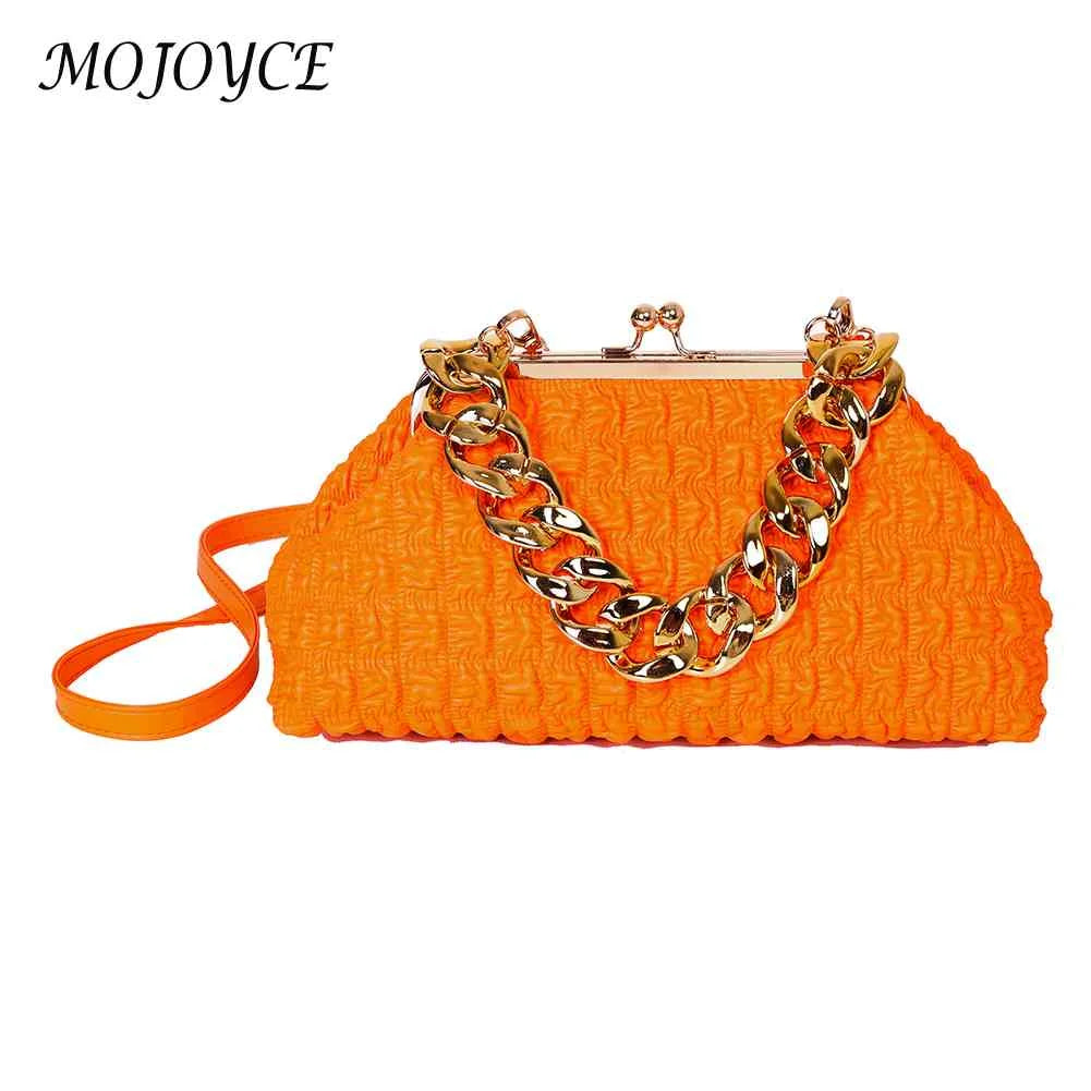 Thick Chain Women Crossbody Bag Plaid Clutch Bag