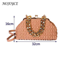 Thick Chain Women Crossbody Bag Plaid Underarm Bag Soft Hasp