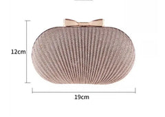 Golden Evening Clutch Bag Metal Bow Chain Shoulder Bag