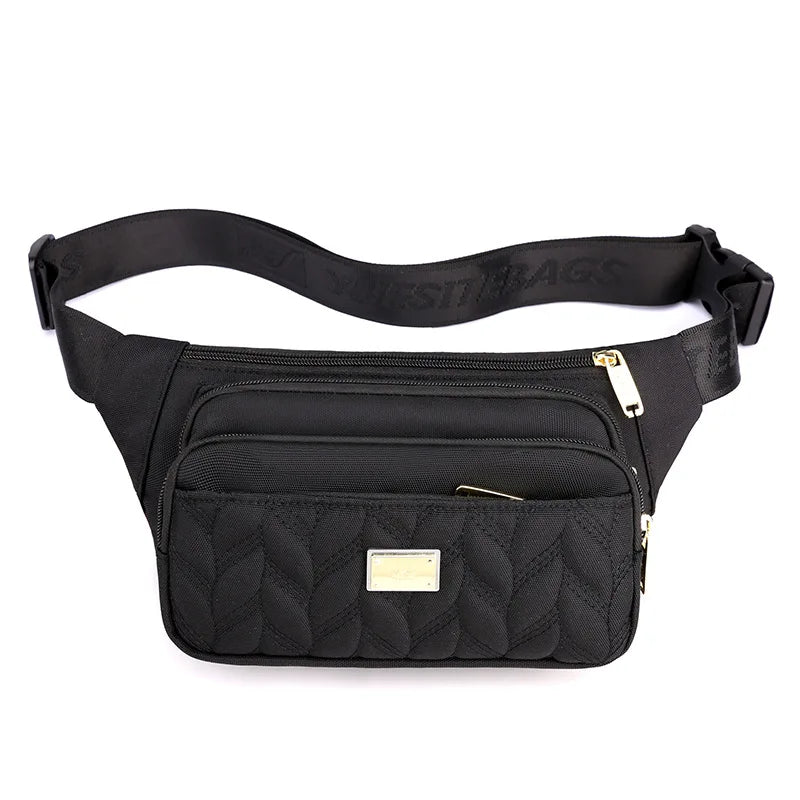 Golden Fanny Packs Women Waterproof Nylon Waist Pack Hip Bum Belt Bags