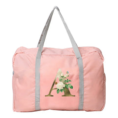Golden Flower Letter Pattern Travel Bags Foldable Luggage Bag Unisex