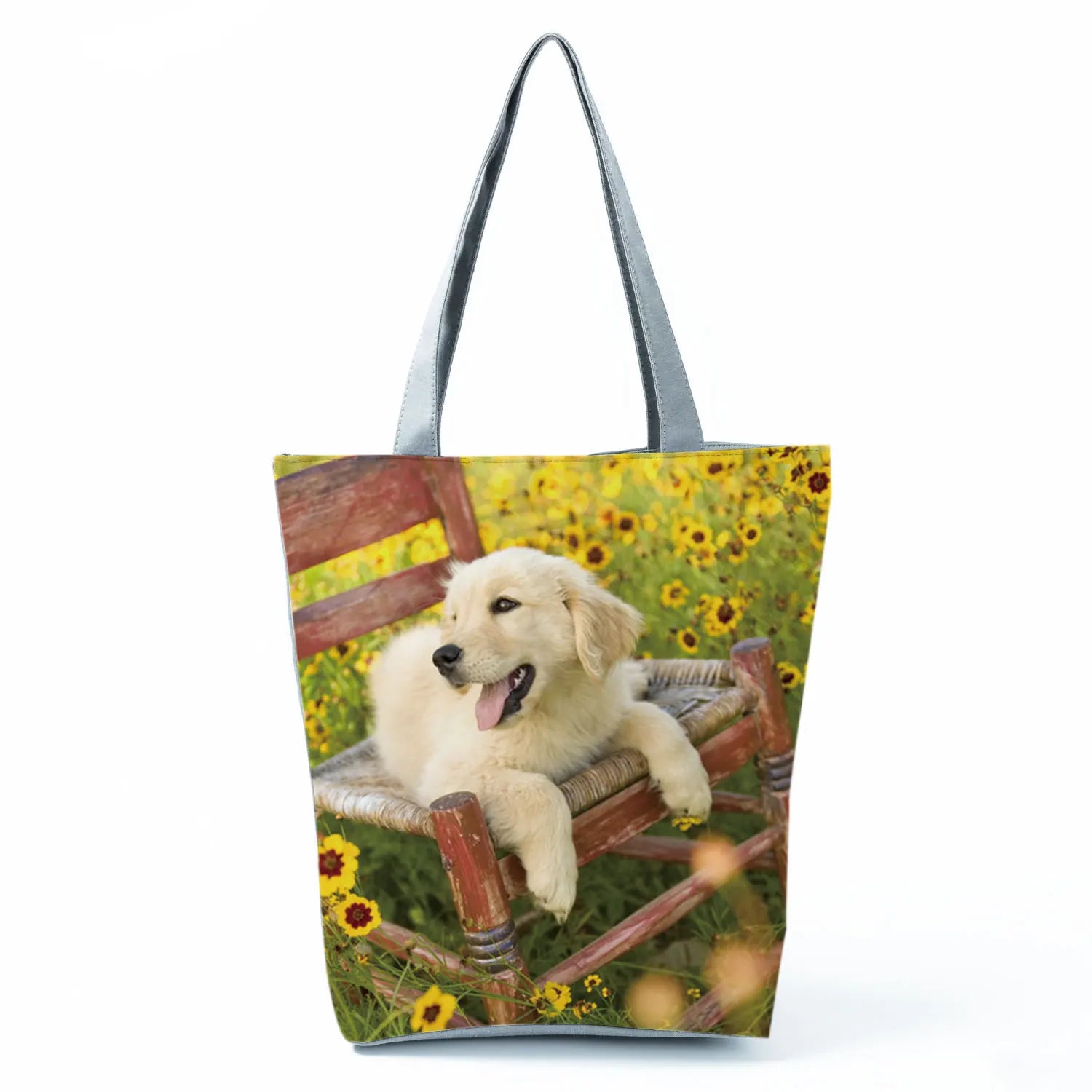 Golden Retriever Printed Reusable Shopping Bags Dog Women Animal
