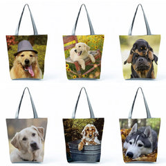 Golden Retriever Printed Reusable Shopping Bags Dog Women Animal