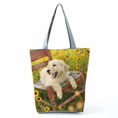 Golden Retriever Printed Reusable Shopping Bags Dog Women Animal
