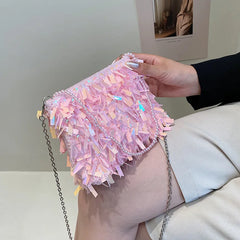 Sequin Beaded Tassel Crossbody Bag Women Evening Clutch Purse Handbag