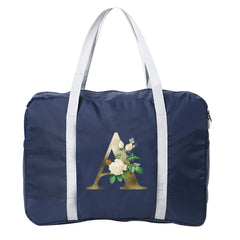 Golden Flower Letter Print Travel Bag Unisex Duffle Bag Organizers