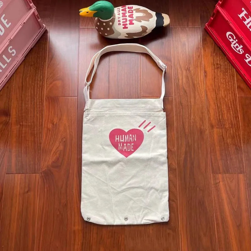 HUMAN Vintage Bag Men 1:1 HUMAN Heart Foldable Canvas Women Bags Travel Bag