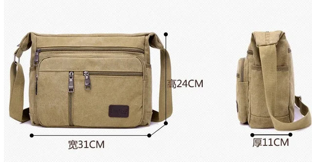 Canvas Casual Shoulder Crossbody Outdoor Bag Mens Travel School