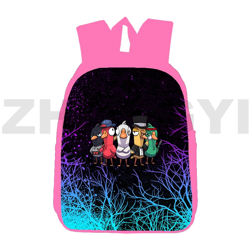 Goose Goose Duck Game 3D Print Backpack 12 Inch Canvas Travel Bag