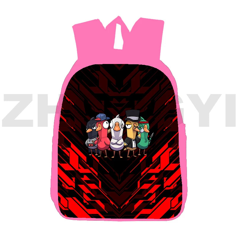 Goose Goose Duck Game 3D Print Backpack 12 Inch Canvas Travel Bag