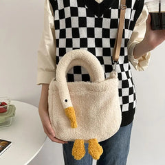 Women Tote Bag Faux Lambswool Fur Shoulder Bag Crossbody