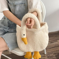 Women Tote Bag Faux Lambswool Fur Shoulder Bag Crossbody