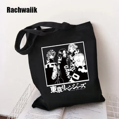 Goth Shopping Bag Graphic Tote Harajuku Shopper Bag Women Canvas Shoulder Bag