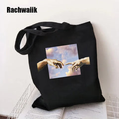 Goth Shopping Bag Graphic Tote Harajuku Shopper Bag Women Canvas Shoulder Bag