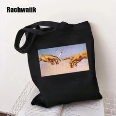 Goth Shopping Bag Graphic Tote Harajuku Shopper Bag Women Canvas Shoulder Bag