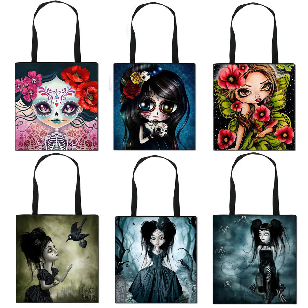 Gothic Cartoon Girl Shopping Bag Harajuku Shopper Tote Eco Large Capacity