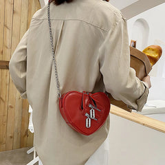 Gothic Heart Shape Blade Zipper Chain Crossbody Bags Women Girl
