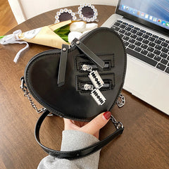 Gothic Heart Blade Zipper Crossbody Bag Women Girl Shoulder Purse Handbag