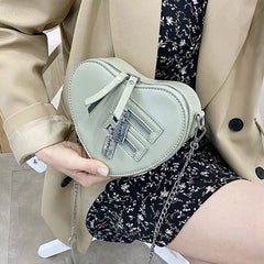 Gothic Heart Shape Blade Zipper Chain Crossbody Bags Women Girl