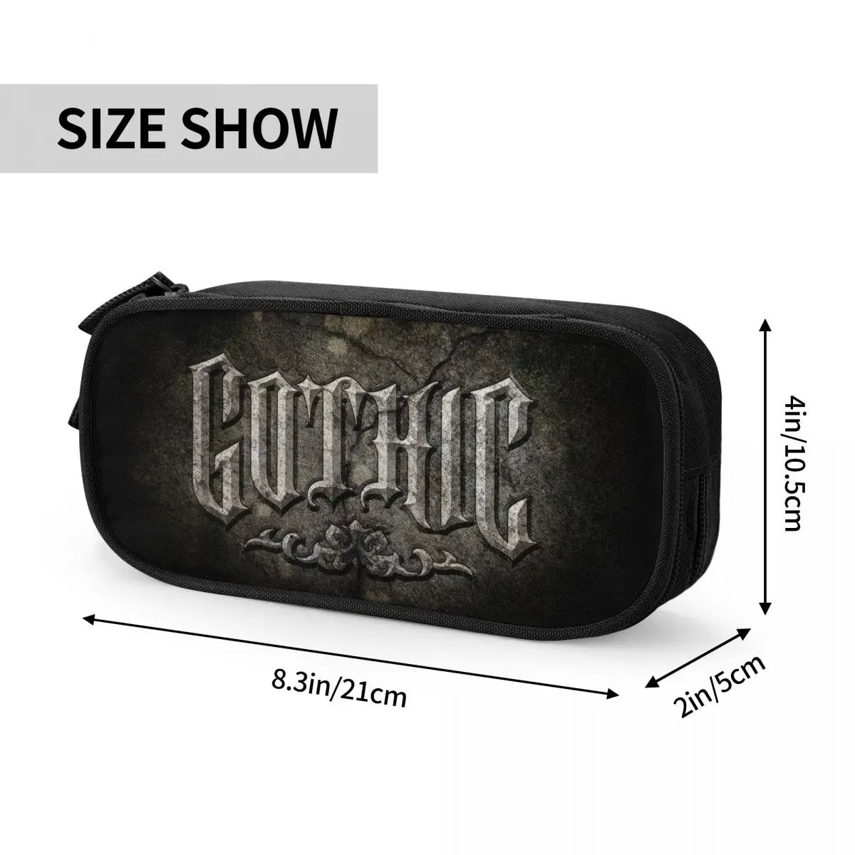 Gothic-Logo Pen Box Student School Anime Zipper Pen Bag