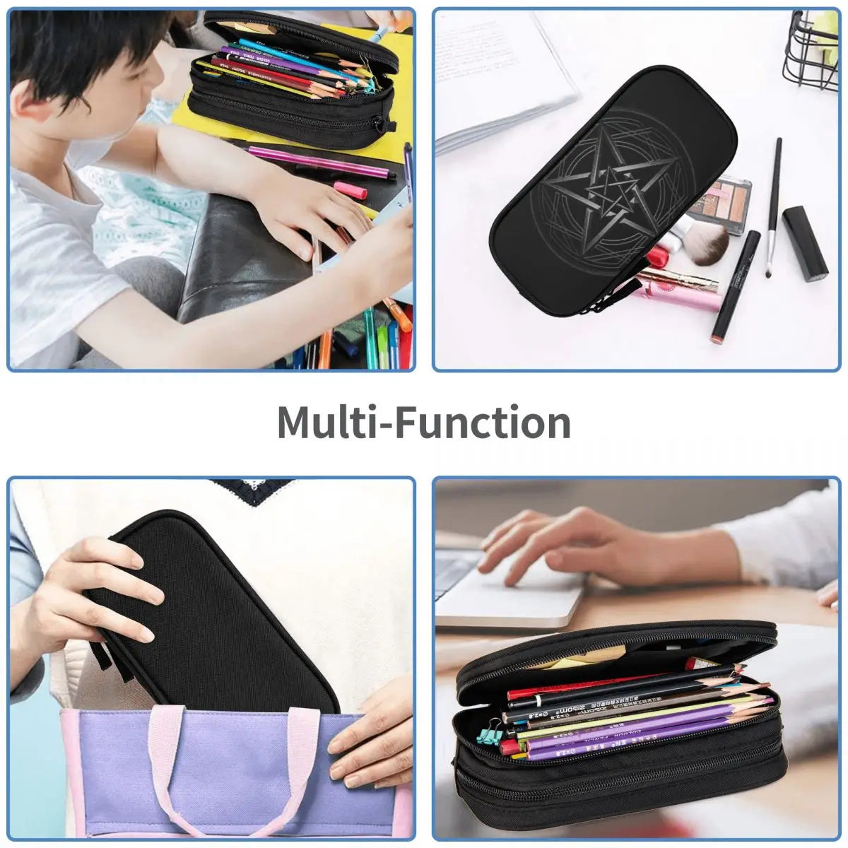 Gothic Pentagram Pen Box Student School Anime Zipper Pen Bag