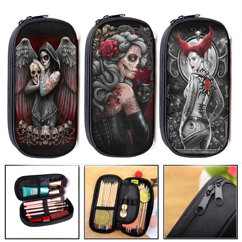Gothic Punk Angel Print Cosmetic Case Pencil Bag