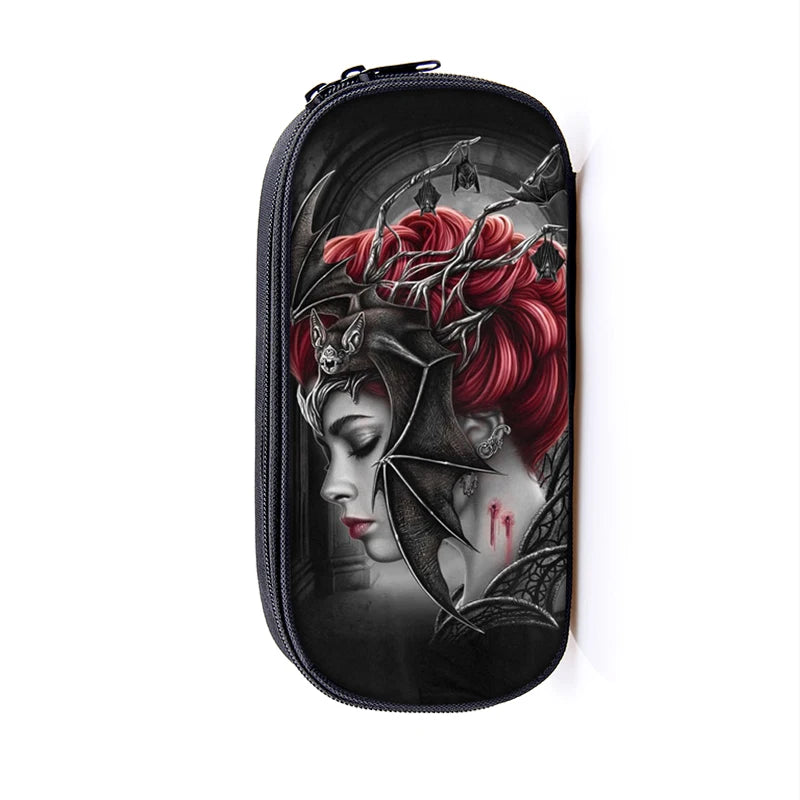 Gothic Punk Angel Print Cosmetic Case Pencil Bag
