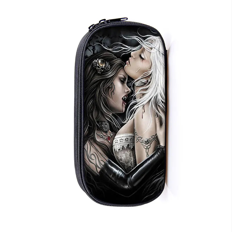 Gothic Punk Angel Print Cosmetic Case Pencil Bag