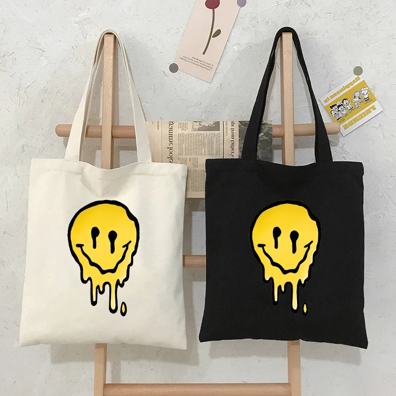 Gothic Smile Women Bag Large Canvas Harajuku Vintage Shoulder Bag