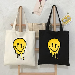 Gothic Smile Women Bag Large Canvas Harajuku Vintage Shoulder Bag