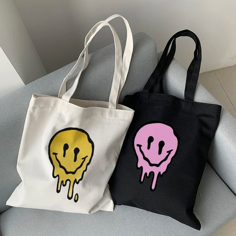 Gothic Smile Women Bag Large Canvas Harajuku Vintage Shoulder Bag