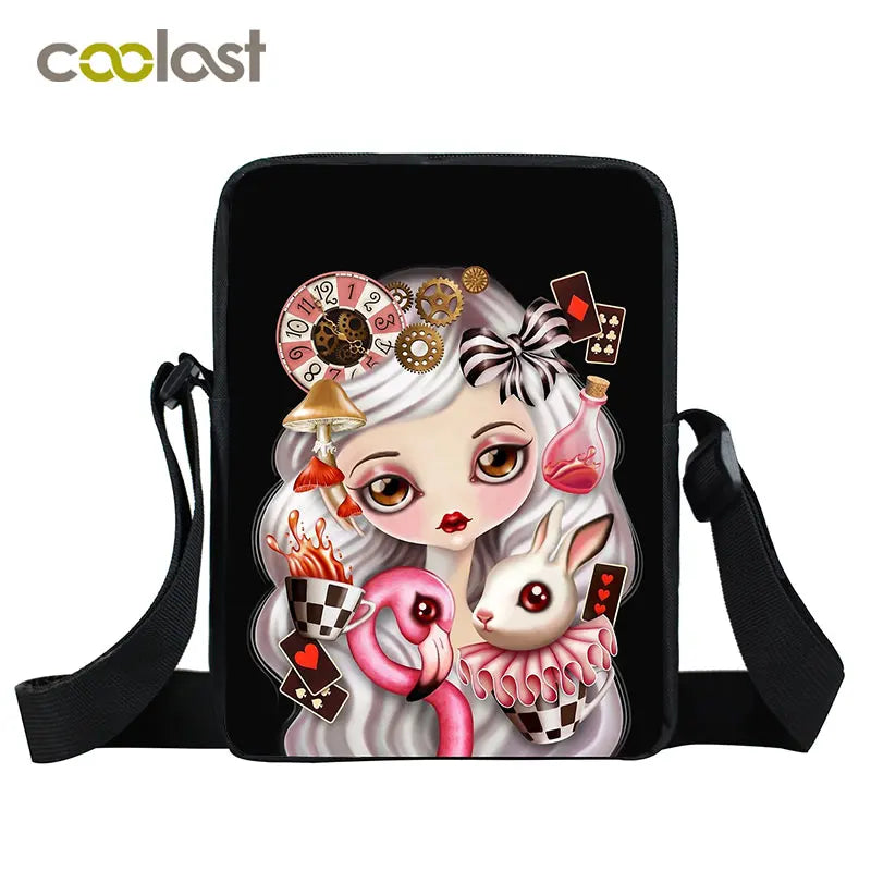 Gothic Steampunk Girl Messenger Bag Canvas Shoulder Bag for Travel