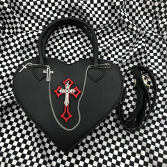 Gothic Heart Purse Handbags Y2k Girls Punk Shoulder Bag Metal Decoration