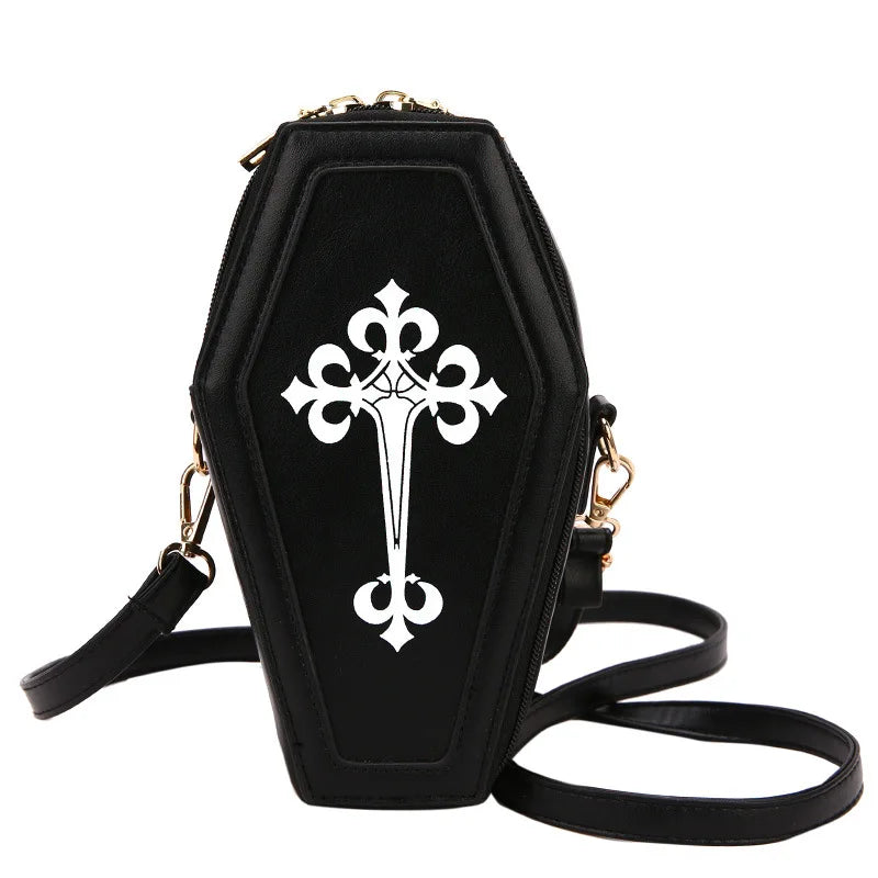 Gothic Women Handbags Girl Punk Cross Coffin Shoulder Bags Handbag Halloween