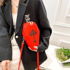 Gothic Women Handbags Girl Punk Cross Coffin Shoulder Bags Handbag Halloween
