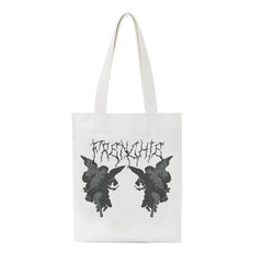 Gothic angel print canvas bag Large-capacity casual fun Harajuku shopper ba