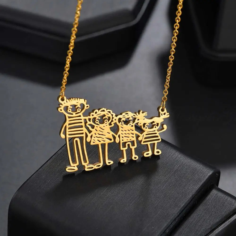 Custom Kid's Painting Necklace Child Drawing Personalized Necklace