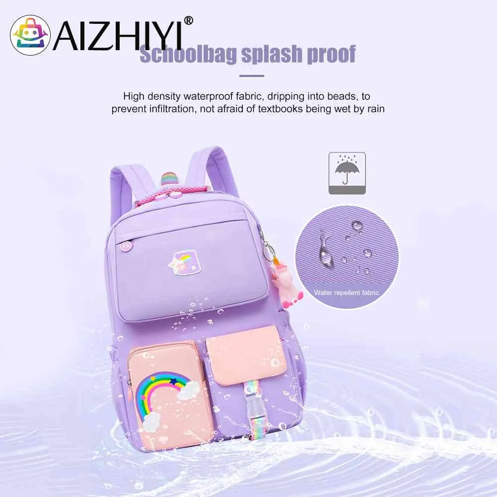 Gradient Reflective School Backpack for Girl Rainbow Princess Waterproof Bag