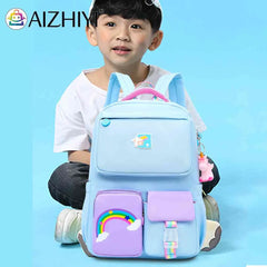 Gradient Reflective School Backpack for Girl Rainbow Princess Waterproof Bag