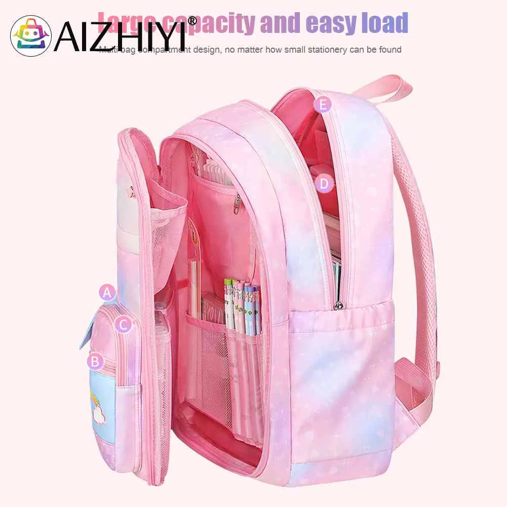 Gradient Primary School Backpack for Girl Large Capacity Bag