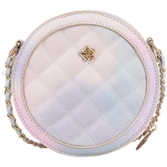Gradient Lattice Round Crossbody Bag Chain Shoulder Messenger Bag
