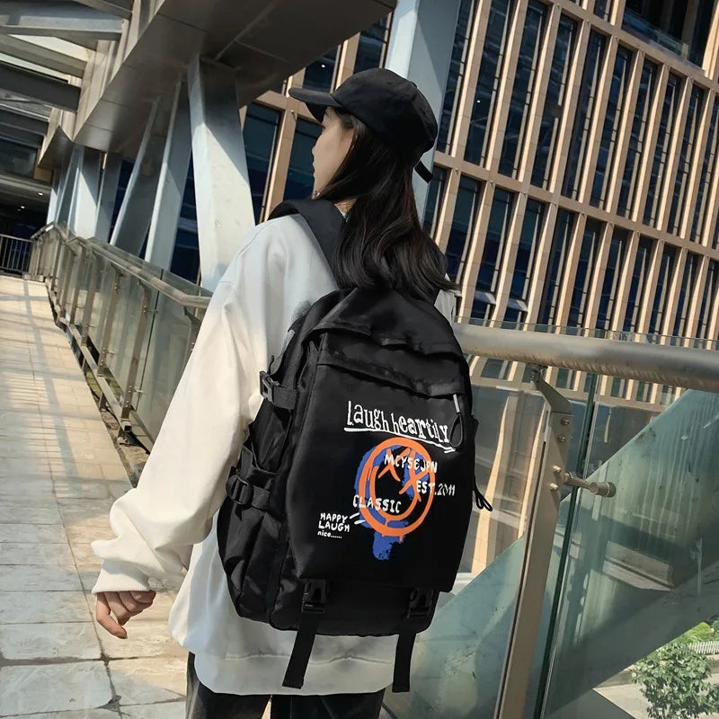Graffiti Backpack Men's School Bag Large Capacity Travel Backpack