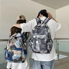 Graffiti Smiley Letter Printing Laptop Capacity Backpack