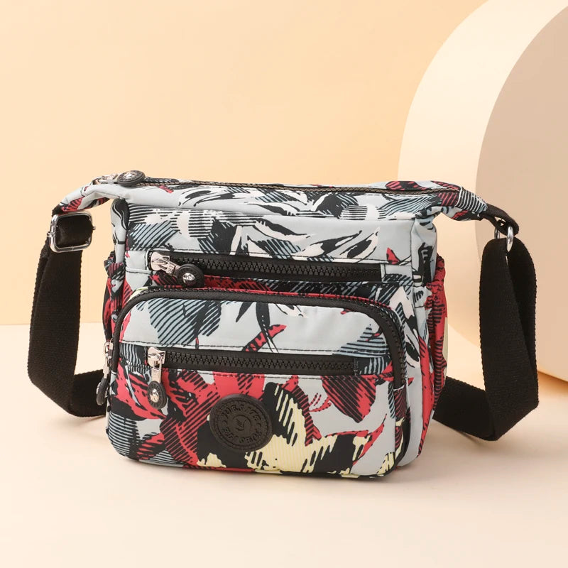 Graffiti Style Crossbody Shoulder Bag - Nylon Waterproof Handbag